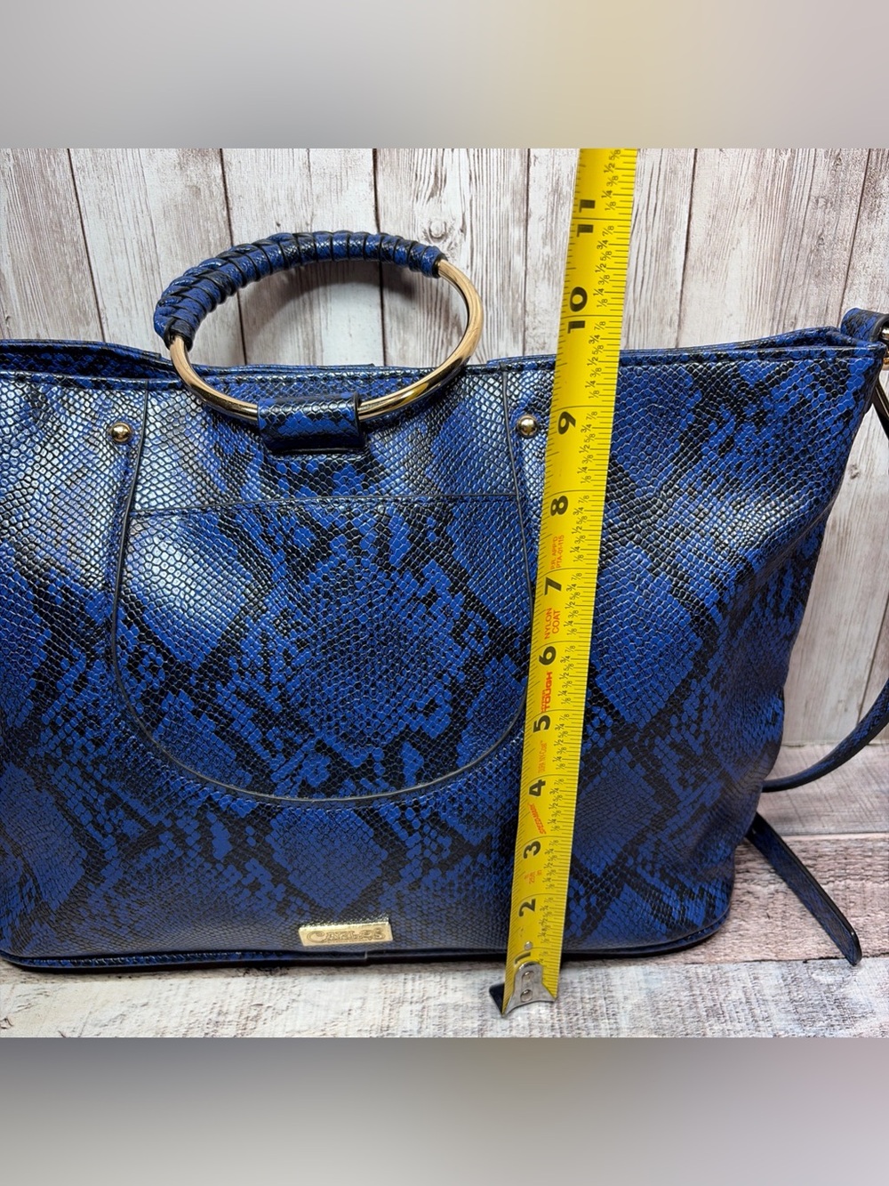 CARLOS by Carlos Santana Blue Python Print Handbag Crossbody Bag - Picture 11 of 16